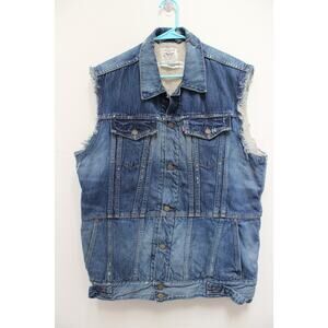 Levi's Robert Geller Sherpa Fur Lined Denim Jean Vest Size XL